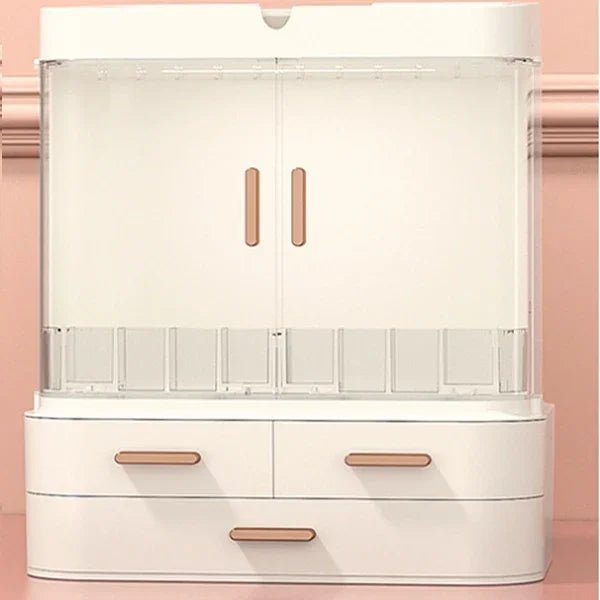 Cosmetic Storage Box Desktop Accessories Skin Care Products Waterproof Storage Rack Dustproof LED Makeup Mirror Bathroom Storage - Smith Beauty Store