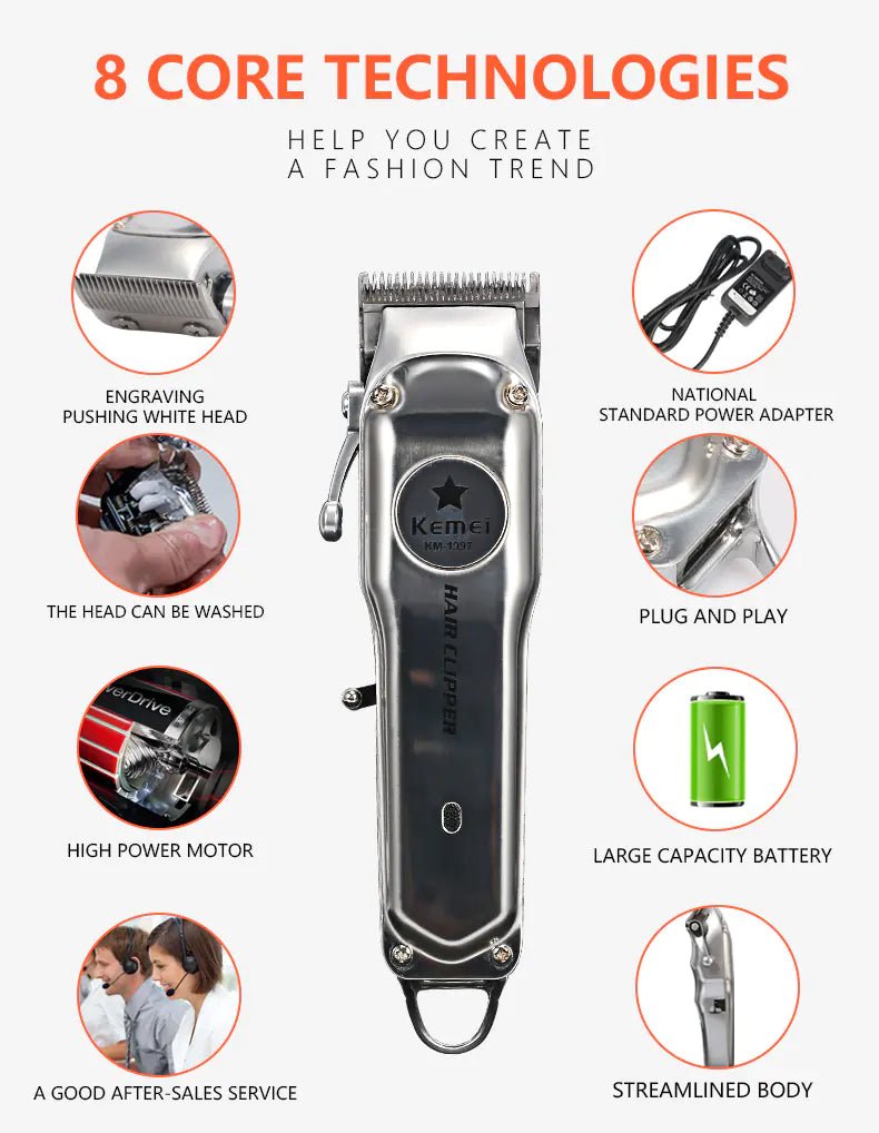 Kemei Rechargeable Electric Hair Clipper for Men - Smith Beauty Store