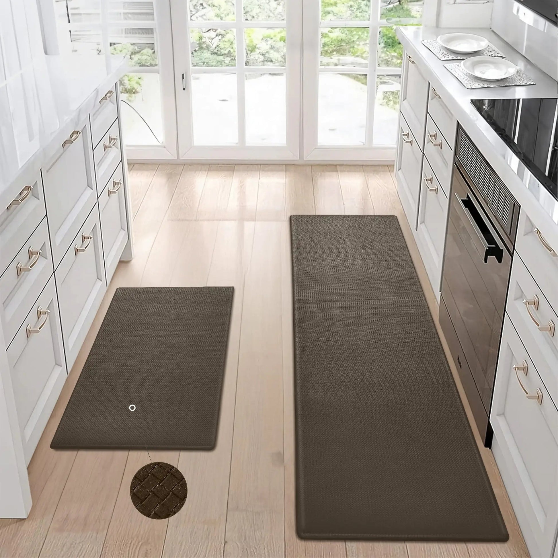 Kitchen Floor Mat Two - piece Set Of Non - slip, Waterproof And Easy To Scrub For Home, Kitchen - Smith Beauty Store